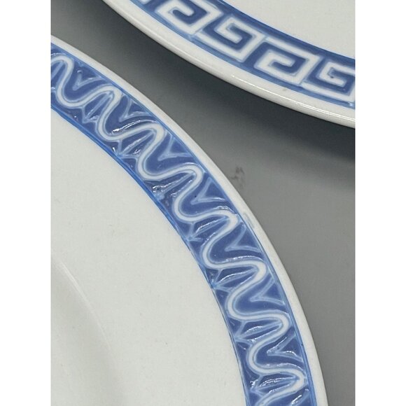 vintage accent set of 2 collector plate white blue embossed tea pot 10.5" READ - Picture 5 of 10